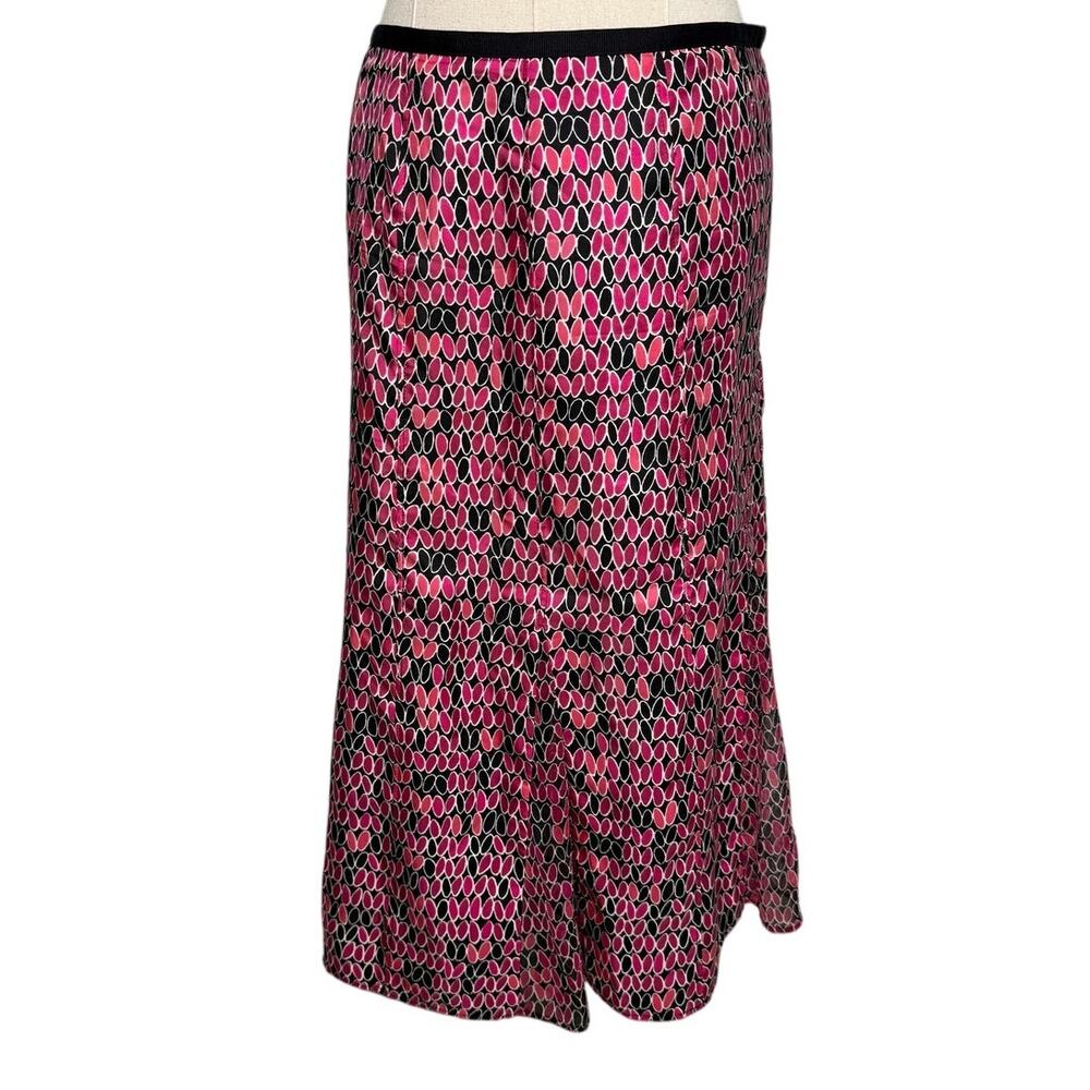 Sigrid Olsen Y2K 100% silk kick pleat circle print low waist slip skirt size 10 - Picture 4 of 6